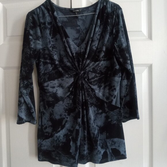 Daisy Fuentes Steel Blue Tie Dye Abstract Blouse - Picture 1 of 4